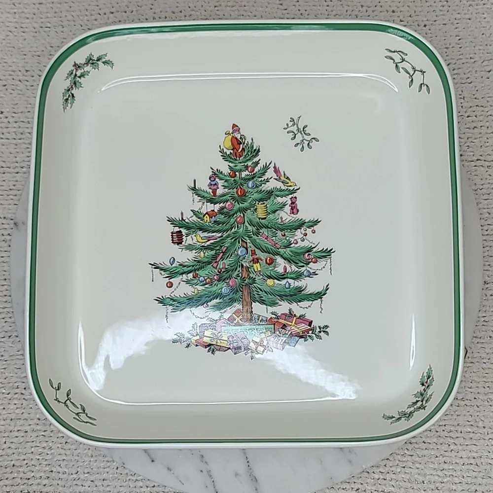 Spode Christmas Tree Classic Vintage Collectible Ceramic Square Buffet Dish